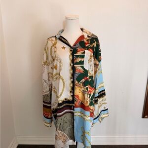 Zara Multicolor Button-Up Shirt Dress